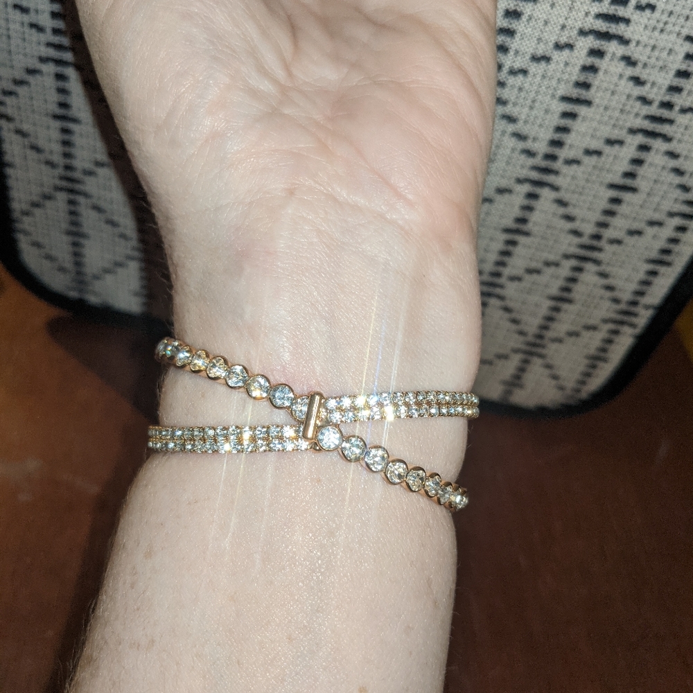 Gold Rhinestone Bangle - Picture 2 of 4